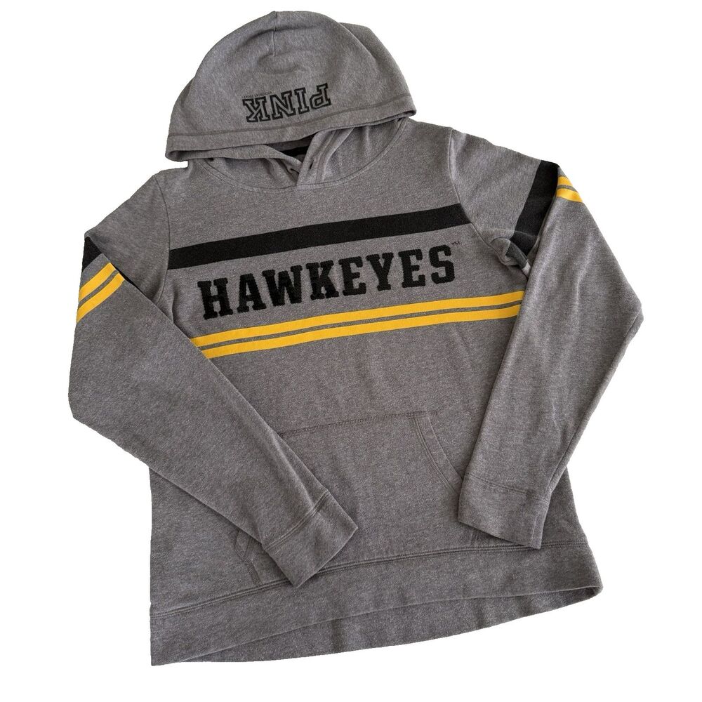 Iowa Hawkeyes PINK Victoria's Secret Gray Women’s XS Hoodie Black Sequinsm Bling